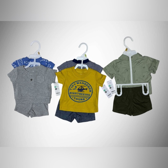 Carter's Kids Newborn Shirts & Tops - Blue, Gray, Green - Picture 3 of 6